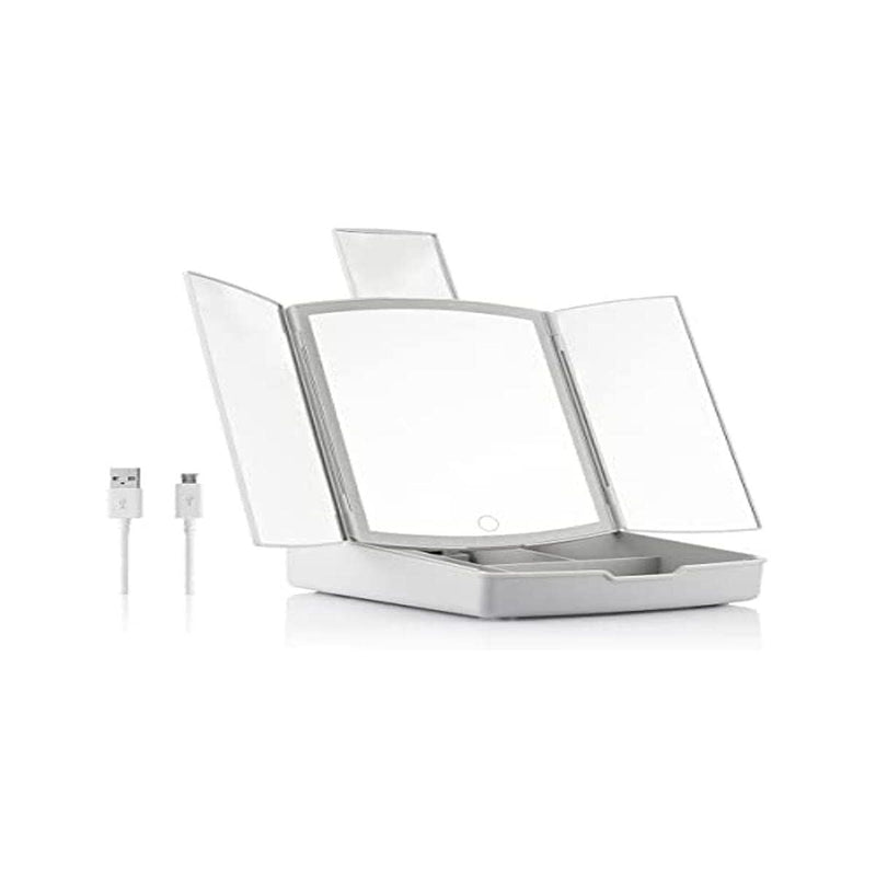 Specchio LED Pieghevole da Trucco con Contenitore